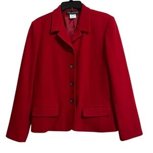 Harve Benard by Benard Holtzman Red Wool Blend Cashmere Blazer Jacket 14